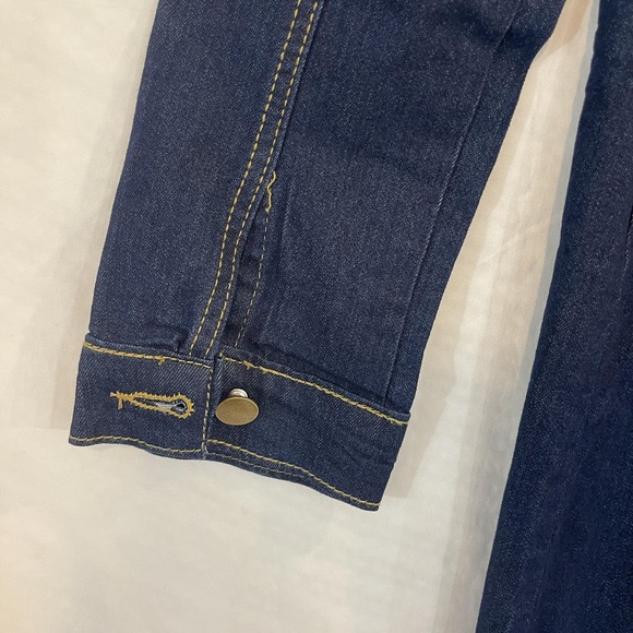 Mishan Coat Women XL Blue Denim DRESS Long Button Front Western Pockets READ - Picture 12 of 16